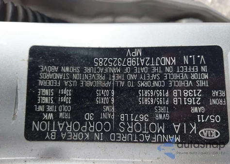 2011 Kia Soul z USA, uszkodzony, nr VIN KNDJT2A19B7325285